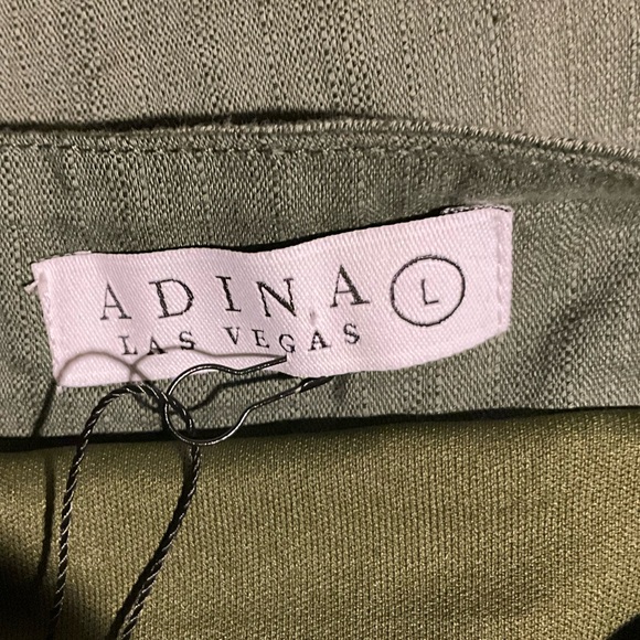 Adina Las Vegas Elegant Olive Green Ruffle Skirt Size Large - Picture 6 of 8